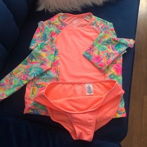 Girls two piece bathing suit.